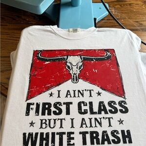 Gildan White Tee with Red and Black Graphic